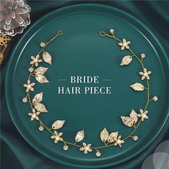 Gold Leaf Wedding Hair Vine | Bride Headband - Picture 4 of 5